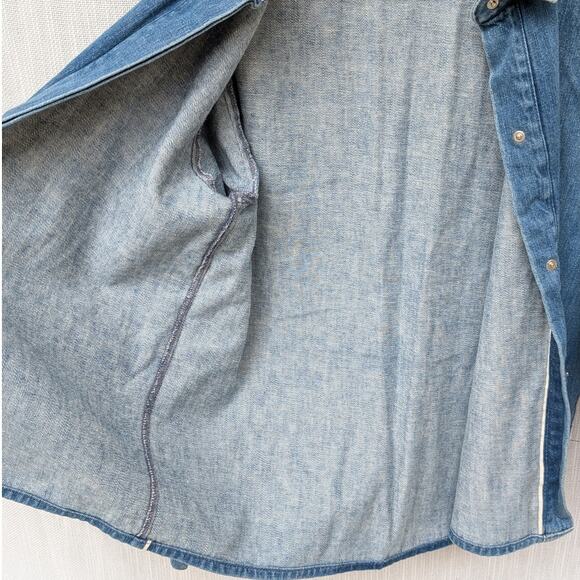 Non Blue Denim Long Sleeve Snap Shirt Track Jacket Washed, size M - Picture 4 of 10